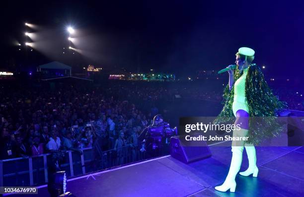 Singer Katy Perry performs at the 2018 Kaaboo Del Mar Festival at Del Mar Fairgrounds on September 16, 2018 in Del Mar, California.