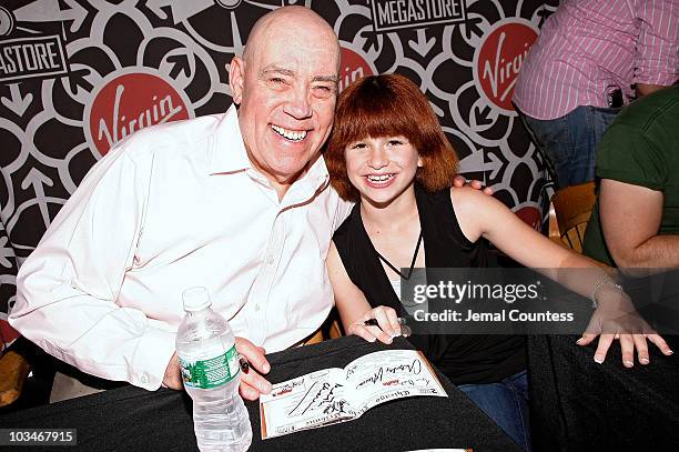 Actor Conrad John Schuck and actress Amanda Balon attend the "Annie: The 30th Anniversary Cast Recording" CD signing on June 4, 2008 at Virgin...