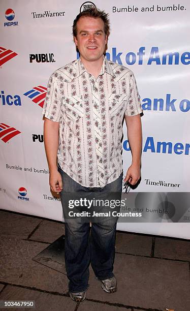 Actor David Harbour attends the "Hamlet" 2008 Shakespeare in the Park opening night after party on June 17, 2008 at Belvedere Castle, Central Park in...