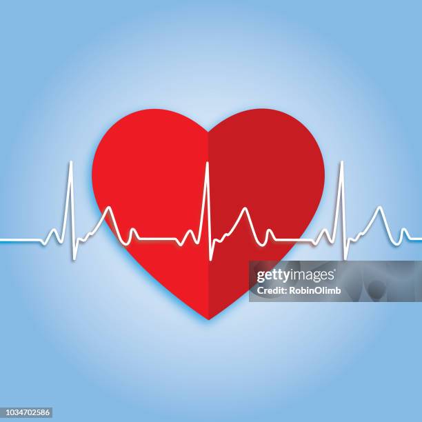 pulse trace heart icon - robinolimb heart stock illustrations