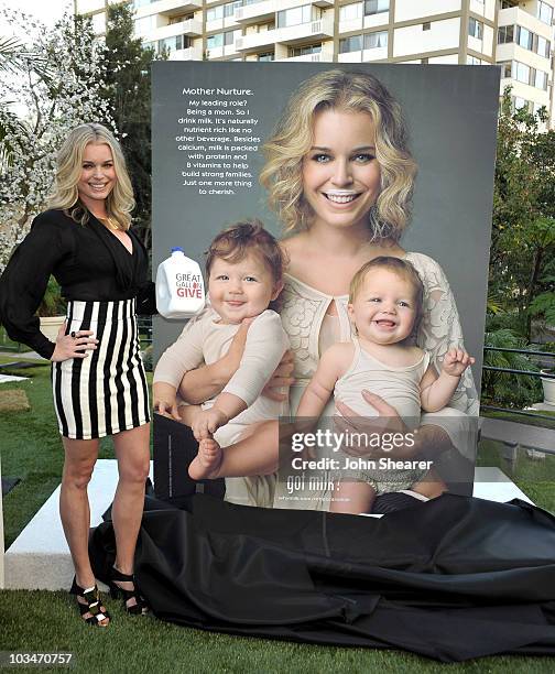Actress Rebecca Romijn unveils her second Milk Mustache ad at "The Great Gallon Give" at The Backyard at W Los Angeles - Westwood on January 11, 2010...