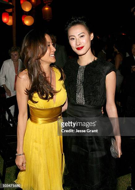 Actresses Michelle Yeoh and Isabella Leong attend the after party for the American premiere of "The Mummy: Tomb Of The Dragon Emperor" at the Gibson...