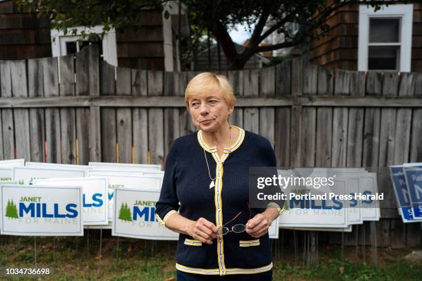 Attorney General and Democratic Gubernatorial candidate Janet Mills poses for a portrait during a campaign stop in South Portland, Saturday,...