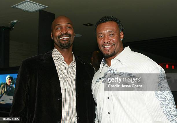 Bryon Russell and Willie McGinest attend the First Annual Super Bowl Pre-Party Hosted by Willie McGinest at Capitol City on February 6, 2010 in Los...
