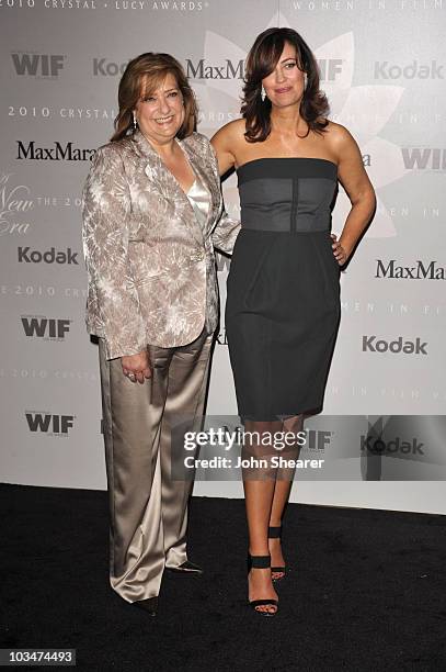 President Emeritus, WIF, LA Iris Grossman and WIF, LA President, Jane Fleming arrives at the 2010 Crystal + Lucy Awards: A New Era at Hyatt Regency...