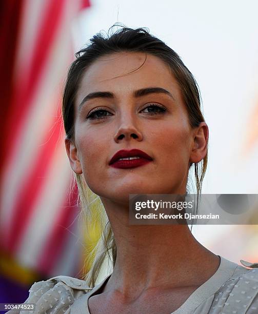 Actress Amber Heard during a same-sex marriage advocates demonstration against the stay barring gay marriages on August 19, 2010 in Los Angeles,...