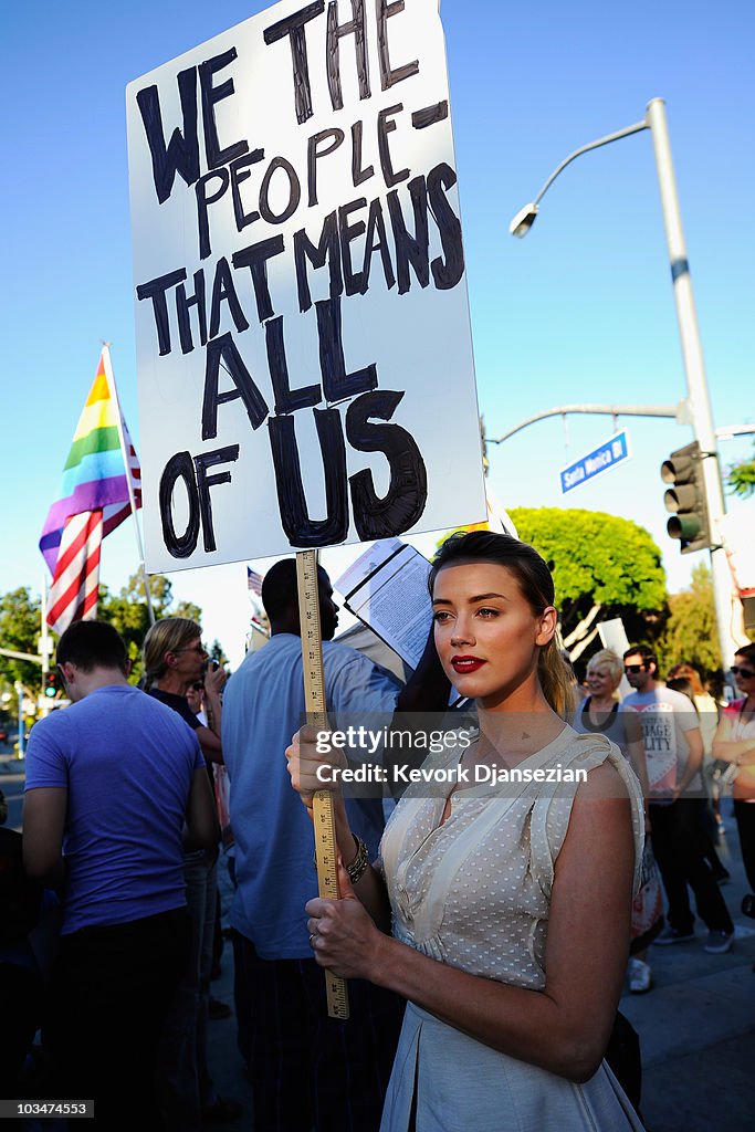 Same-Sex Marriage Advocates Demonstrate Against Stay Banning Gay Marriages