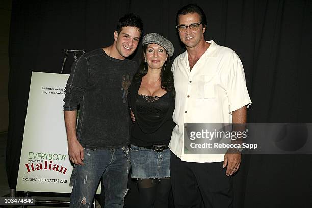 Actor Jay Jablonski, Mrs. Enos and actor, John Enos arrive at the premiere of "Everyone Wants to Be Italian" at the Egyptian Theatre on October 1,...