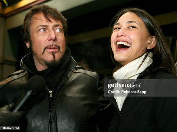 Director Larry Bishop and Actress Julia Jones attend a screening of "Hell Ride" at the Egyptian Theatre during 2008 Sundance Film Festival on January...