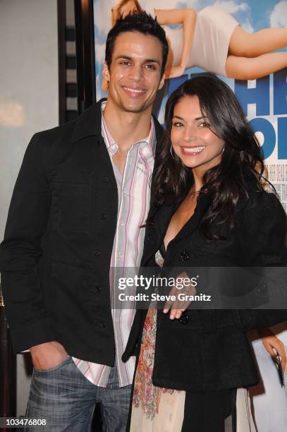 Matt Cedeno and fiancee Erica Franco arrives at "Over Her Dead Body" Los Angeles premiere at the ArcLight Hollywood Theatre on January 29, 2008 in...