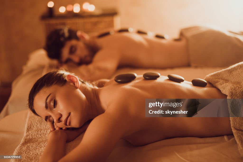 Hot stone therapy massage at the spa!