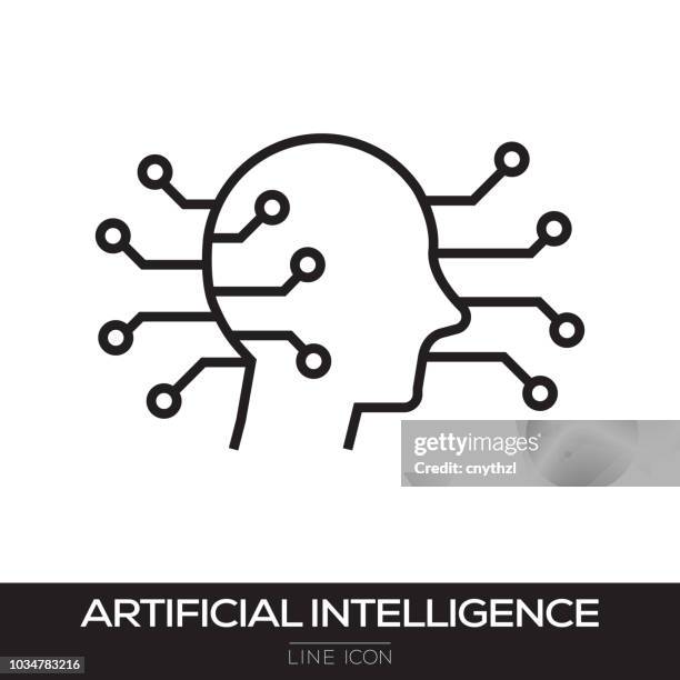 artificial intelligence line icon - learning computer programming stock illustrations
