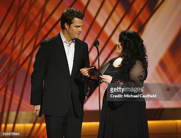 Actor Chris O'Donnell and Actress Nikki Blonsky onstage at the 13th Annual Critics' Choice Awards at the Santa Monica Civic Auditorium on January 7,...