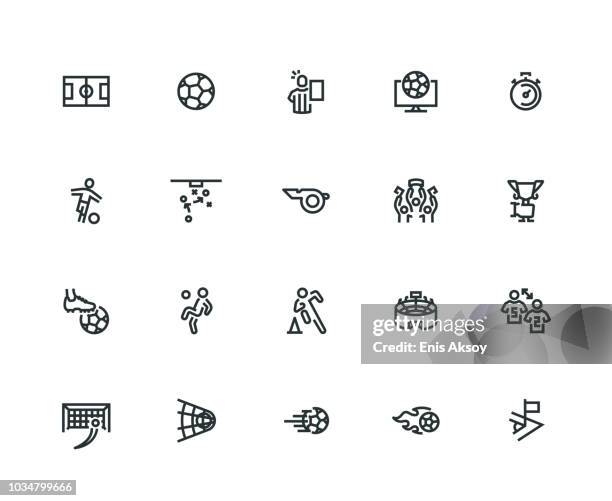 soccer icon set - thick line series - football pitch vector stock illustrations