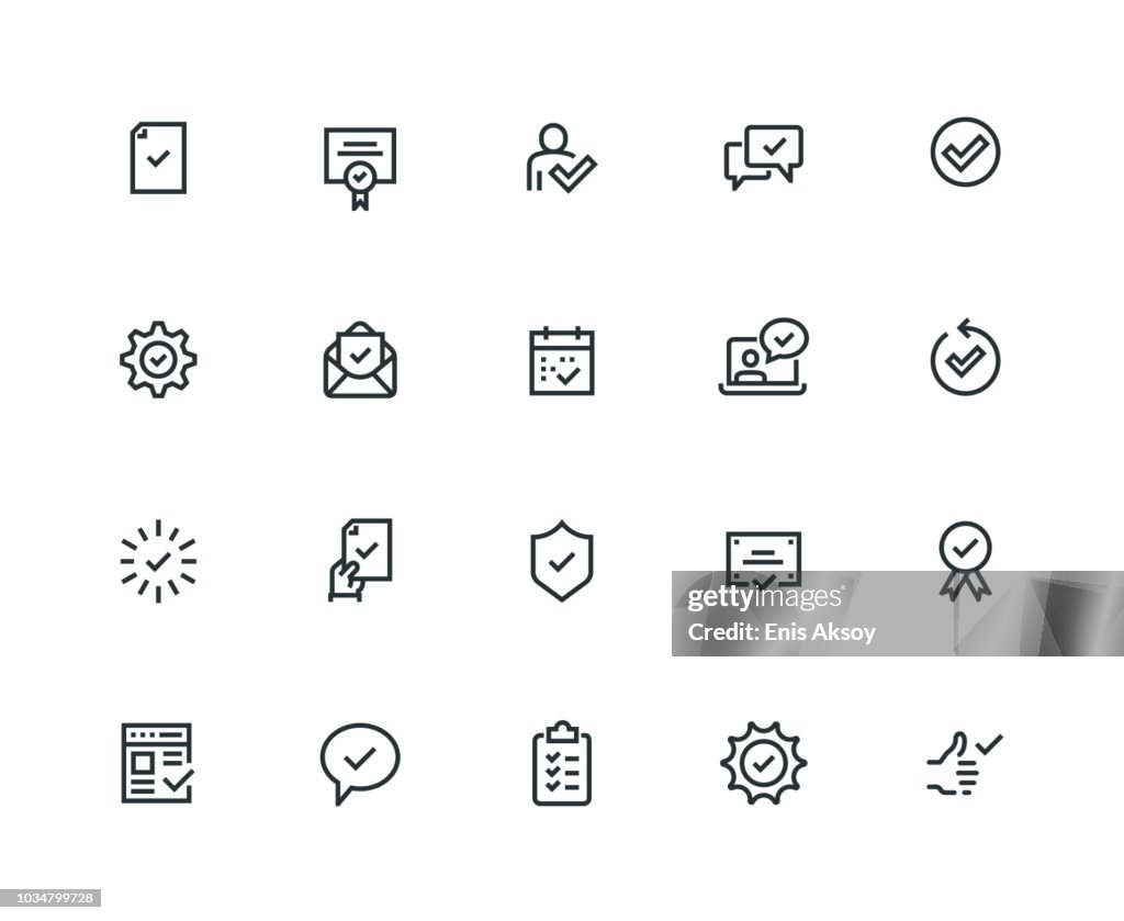 Approve Icon Set - Thick Line Series