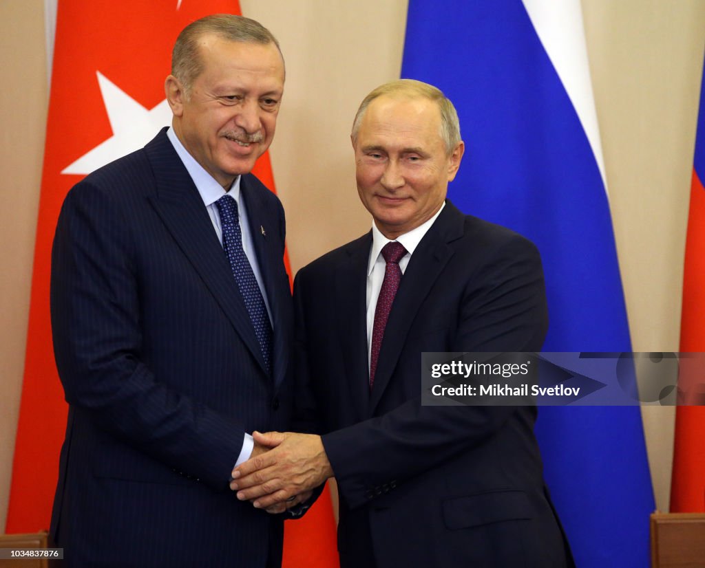 Russian President Vladimir Putin receives Turkish President Recep Tayyip Erdogan in Sochi