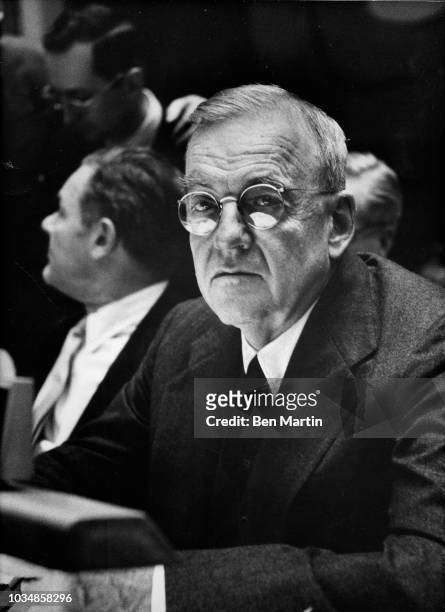 John Foster Dulles Secretary of State in Eisenhower administration in a United Nations Session November 1, 1957.