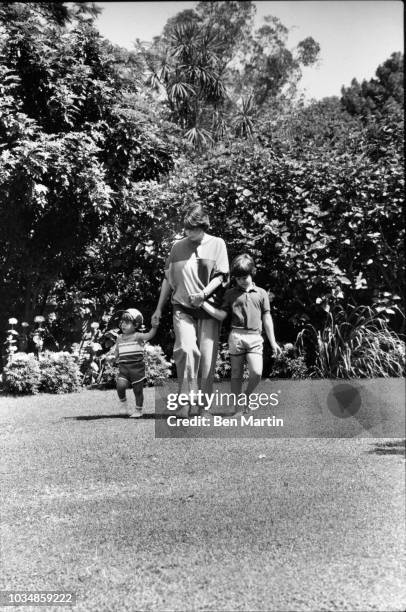 Talia Shire and her sons Matthew Shire and Jason Schwartzman July 22, 1982.