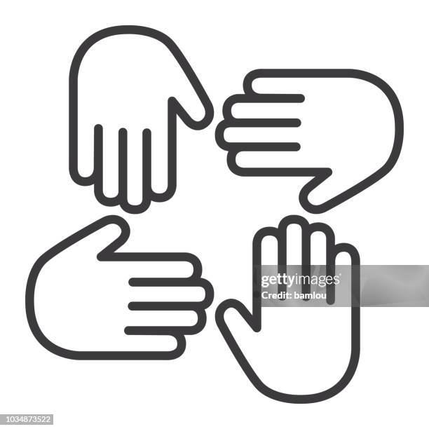 hand palm icon togetherness concept - clasped hands stock illustrations