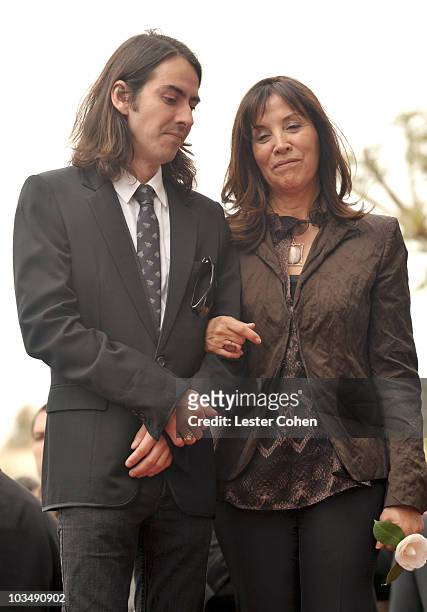 Dhani Harrison and Olivia Harrison attend the ceremony honoring the late George Harrison with a star on The Hollywood Walk of Fame on April 14, 2009...