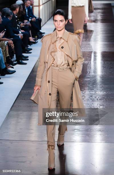 Kendall Jenner walks the runway at the Burberry show during London Fashion Week September 2018 on September 17, 2018 in London, England.