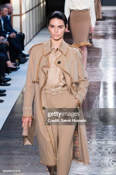 Kendall Jenner walks the runway at the Burberry show during London Fashion Week September 2018 on September 17, 2018 in London, England.
