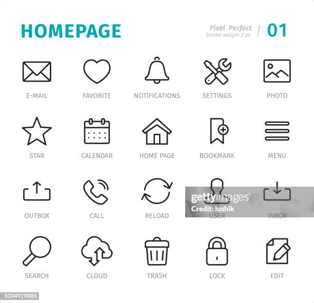 ilustrações, clipart, desenhos animados e ícones de página inicial - ícones de perfeita linha pixel com legendas - homepage