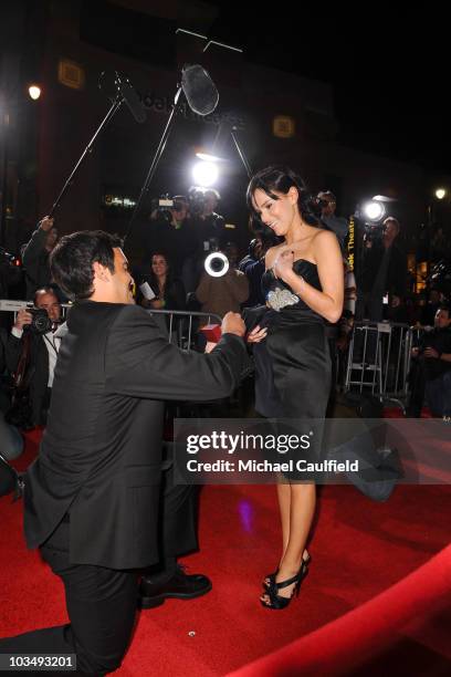 Navy SEAL Chad Williams and Aubrey O'Boyle attend the "When In Rome" Los Angeles premiere at the El Capitan Theatre on January 27, 2010 in Hollywood,...