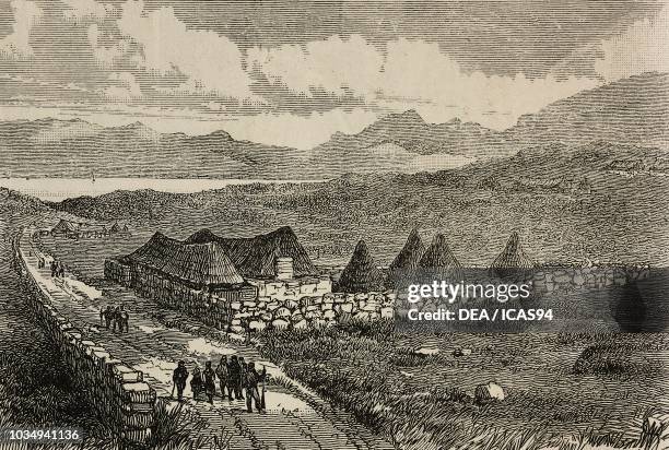 Croft near Balallan, Isle of Lewis, Outer Hebrides, United Kingdom, The Crofters' War, engraving from The Illustrated London News, No 2545, January...