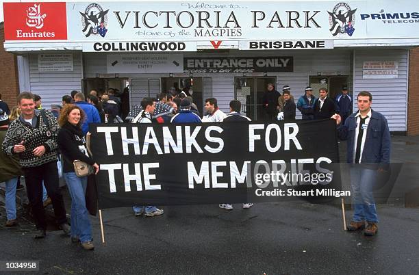 Collingwood supporters say goodbye to Victoria Park in Collingwood, Victoria, Australia following the AFL Round 22 game against Brisbane. The Lions...