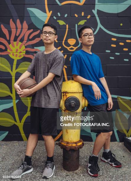twins at basketball - twin boys stock pictures, royalty-free photos & images