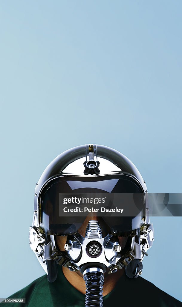 Fighter pilot in helmet