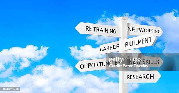 career path job search - crossroads sign stock pictures, royalty-free photos & images