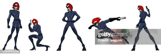 向量卡通間諜女孩套裝 - 女英雄 幅插畫檔、美工圖案、卡通及圖標