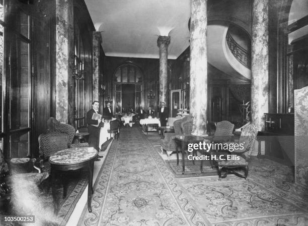 An interior view of the Ritz Hotel in Paris, circa 1920.