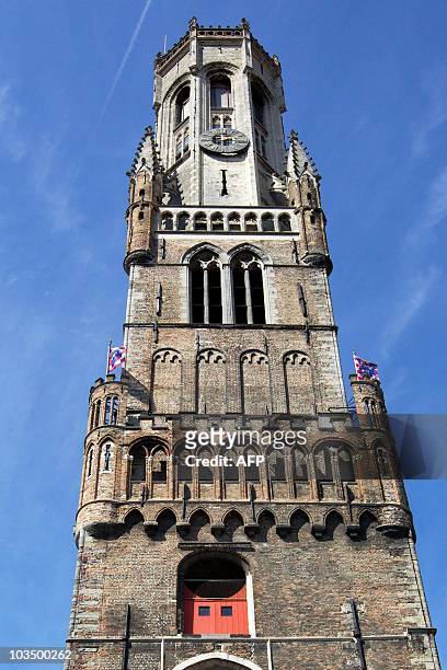 This picture taken on August 20, 2010 shows the Belfort museum in Brugge, where the bronze statue 'La Femme aux tiroirs' by Spanish artist Salvador...