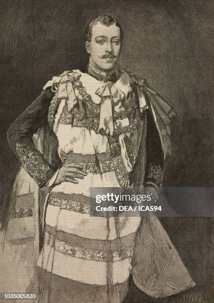 The duke of Clarence and Avondale Albert Victor taking his seat in the House of Lords, United Kingdom, engraving from The Illustrated London News,...