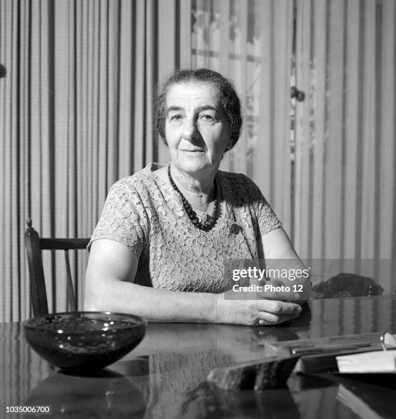 Photograph of Golda Meir politician and the fourth Prime Minister of Israel. Photographed as Foreign Minister. Dated 1964.