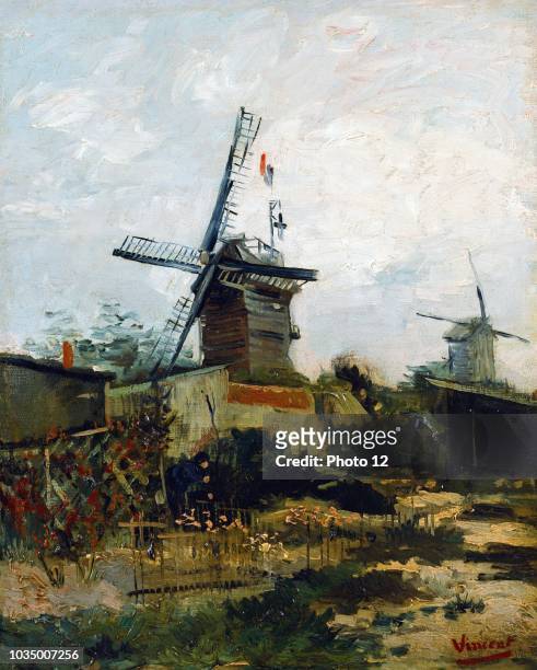 Painting of a Windmill by Vincent van Gogh post-Impressionist painter of Dutch origin. Dated 1880.