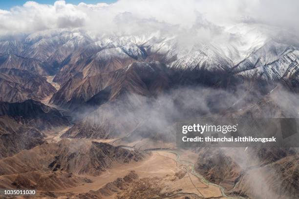 aerial view of himalaya mountain range - kashmir landscape stock pictures, royalty-free photos & images