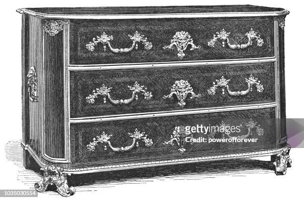 louis xiv stil kommode von andré-charles boulle (1643-1715) - bureau vintage stock-grafiken, -clipart, -cartoons und -symbole