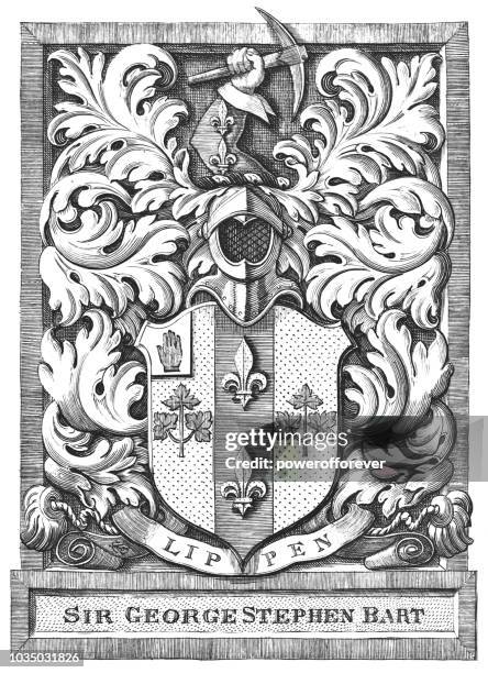 ilustrações de stock, clip art, desenhos animados e ícones de the bookplate of sir george stephen, baronet - filantropista