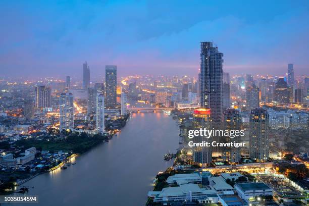 twilight view of the city in bangkok , thailand. - york pennsylvania stock pictures, royalty-free photos & images