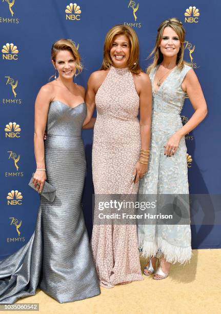 Natalie Morales, Hoda Kotb, and Savannah Guthrie attend the 70th Emmy Awards at Microsoft Theater on September 17, 2018 in Los Angeles, California.