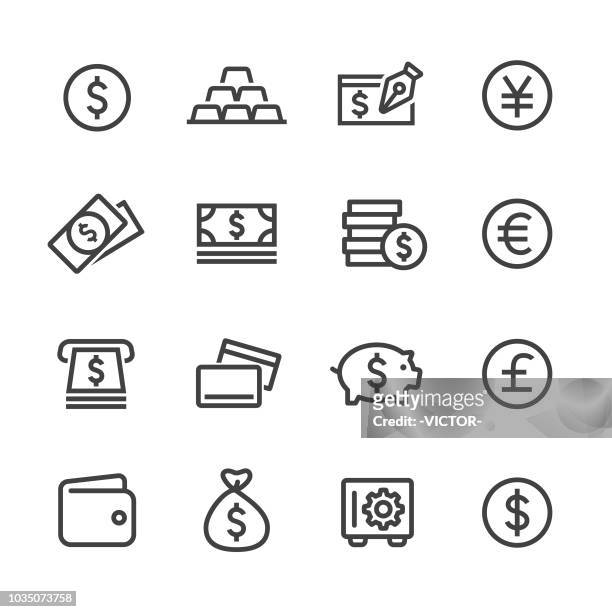 illustrazioni stock, clip art, cartoni animati e icone di tendenza di icone del denaro - serie line - valuta