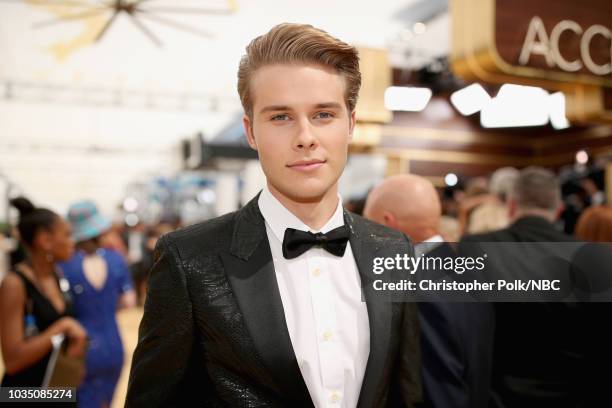 70th ANNUAL PRIMETIME EMMY AWARDS -- Pictured: Actor Logan Shroyer arrives to the 70th Annual Primetime Emmy Awards held at the Microsoft Theater on...