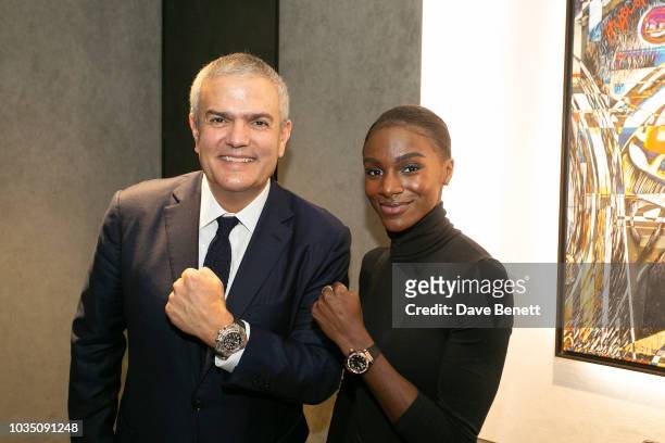Of Hublot Ricardo Guadalupe and Dina Asher-Smith attend Hublot London Flagship Boutique Opening Event on September 17, 2018 in London, United Kingdom.