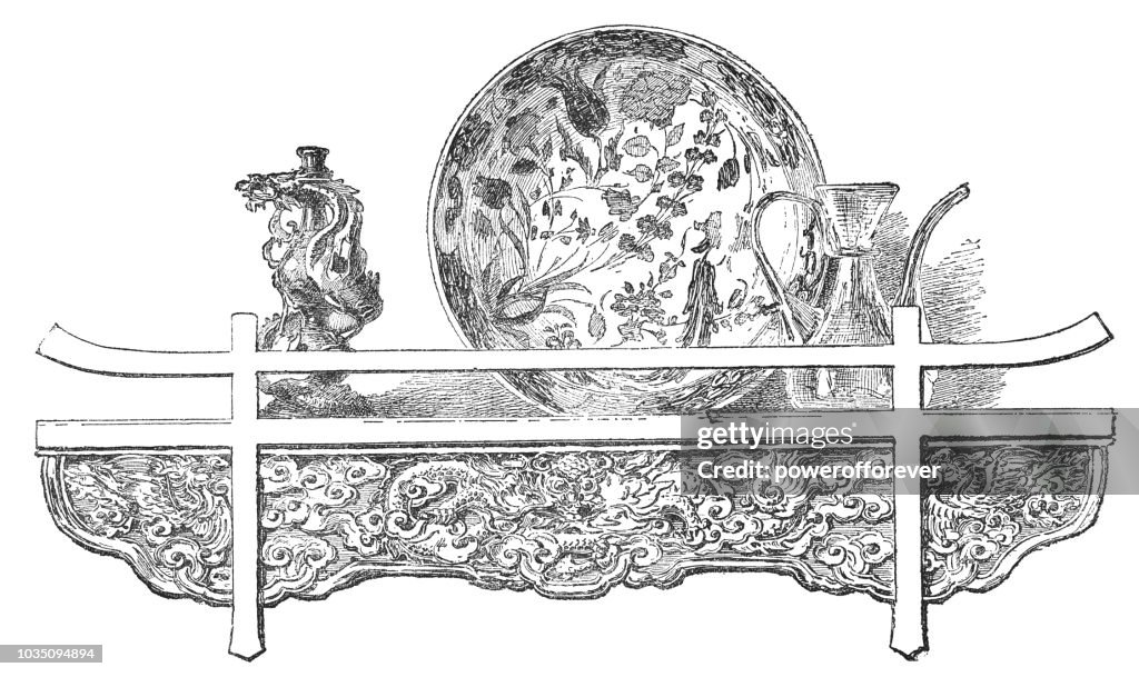 Antique Chinese Shelf with Objects