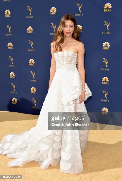 Jessica Biel attends the 70th Emmy Awards at Microsoft Theater on September 17, 2018 in Los Angeles, California.