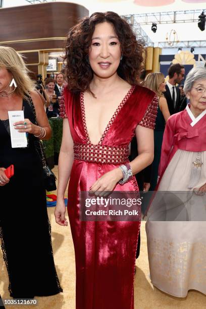 Actor Sandra Oh attends the 70th Annual Primetime Emmy Awards at Microsoft Theater on September 17, 2018 in Los Angeles, California.